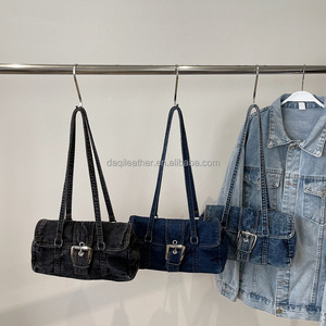 Sacs fourre-tout en Denim pour femmes, grande capacité, de haute qualité, à bandoulière, décontractés, avec fermeture éclair, chaînes solides, portables, étanches IP56 - Product Image 6