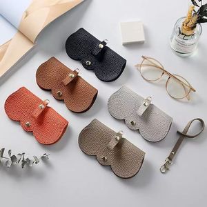 PU Leather <b>Glasses</b> Pouch – Litchi Pattern Embossed, Hanging Loop, Portable Travel Sunglasses <b>Case</b> – <b>Soft</b> Lined, Scratch-proof Fo - Product Image 2