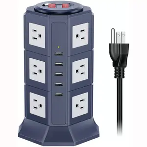 Professional Multi Plug US USB Plug Universal Socket Extension Board Socket with 5 USB Port Power Strip Tower for Office Table