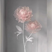 Lampe sur pied géante en organza avec fleurs artificielles et lumière à fibres optiques pour la décoration de scène de mariage, vitrine de centre commercial, décoration florale
