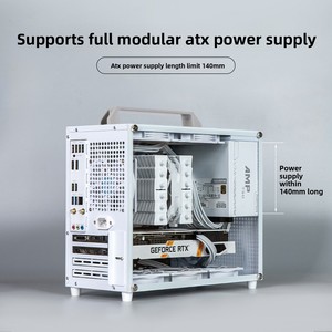 <span class=keywords><strong>ALBOX</strong></span> - Caja de PC de Escritorio Mini Portátil de Acero Laminado en Frío Little Treasure E80, Compacta Micro ATX Vertical con Puertos USB 2.0/Tipo-C - Product Image 3