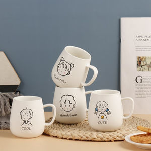 Tasse à café Mr & Mrs en céramique imprimée de logo personnalisé pour couple avec cuillère, design <span class=keywords><strong>personnage</strong></span> de dessin animé, pour cadeau de mariage - Product Image 1