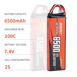 SUNPADOW 2S Lipo Battery For RC Vehicles Car Truck Tank Truggy Traxxas With 6500mAh 7.4V 100C With TRX Lithium-ion Battery