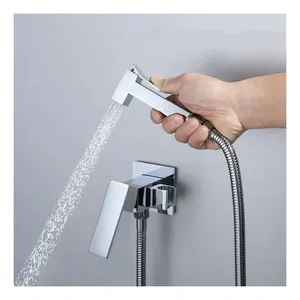 Handheld Pressurized Spray Gun 304 Stainless Steel Brushed Bathroom Shaft Toilet Bidet Sprayer