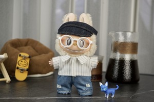 Labubu服17cm人形服ファッション服帽子メガネスーツLabubuアクセサリー
