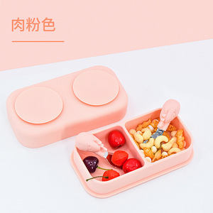 Plateau repas carré en silicone pour enfants, grand format, trois compartiments, sans BPA, pour aliments pour bébés de 0 à 12 mois - Product Image 2