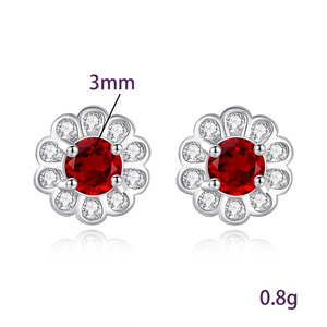 9 Simple 925 Sterling Silver <b>3mm</b> Crystal Flower Stud <b>Earrings</b> Natural Stone White Gold Plated Non Tarnish Jewelry For Women - Product Image 6