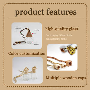 Empty <b>5ml</b> 8ml 10ml Clear Glass <b>Perfume</b> <b>Bottle</b> for Car Air Freshener Diffuser with Screen Printing and Wooden Lid - Product Image 6