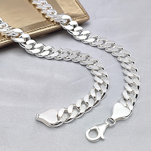 Joyería Fina Inoxidable Para Hombre, Cadenas De Plata Italiana 925, Grandes y Sencillas De 10 mm - Product Image 2