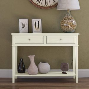 Consolle da Ingresso Multifunzionale Moderna <span class=keywords><strong>in</strong></span> Stile Antico, 80 Cm, <span class=keywords><strong>in</strong></span> <span class=keywords><strong>Legno</strong></span> Bianco con Cassetti per Casa - Product Image 2