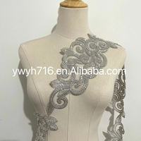 Or Floral strass paillettes perle de rocaille dentelle appliques feuilles motif perlé dentelle garniture pour robe de mariée de mariage