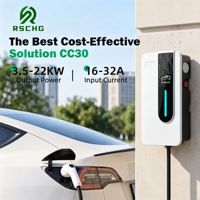 Cargador de Pared Inteligente para Vehículos Eléctricos, Monofásico, Tipo 2, 32A, 7KW, con Pantalla, Control por Aplicación, Resistente a la Intemperie IP54