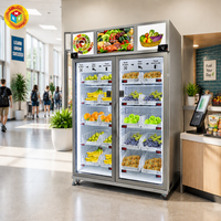 Distributeur automatique réfrigéré intelligent avec détection de poids pour fruits, légumes et viandes frais, écran LCD 22 pouces, 5 niveaux, 20 paniers