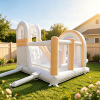 Château gonflable arc-en-ciel couleur macaron avec toboggan et piscine à balles, château gonflable avec fonctions interactives, vente en gros