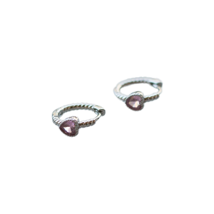 Boucles d'oreilles créoles tendance en argent sterling 925 plaqué or avec zircon rose, bijoux fins pour mariage pour femmes - Product Image 1