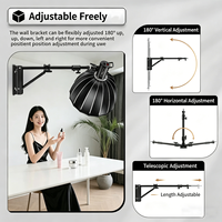 Support de fixation mural/plafond pour trépied de studio photo 180 cm avec bras pour éclairage de salon de beauté, vis 3/8" et 1/4" pour boîtes à lumière photo