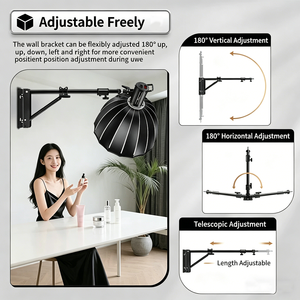 Support de fixation mural/plafond pour trépied de studio photo 180 cm avec bras pour éclairage de salon de beauté, vis 3/8" et 1/<span class=keywords><strong>4</strong></span>" pour boîtes à lumière photo - Product Image 4