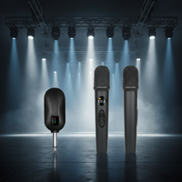 Nouvel Arrivage Microphone Condensateur 2-en-1 Echo Treble Bass Universel Portable Sans Fil UHF Rechargeable Cardioïde Anti-bruit Noir