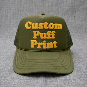 Casquette Trucker à Logo Personnalisé Imprimé en Relief, Panneau en Maille Vert Olive, Casquette Ajustable à 6 Panneaux, Style Décontracté Unisexe, Fabriquée au Vietnam - Product Image 1