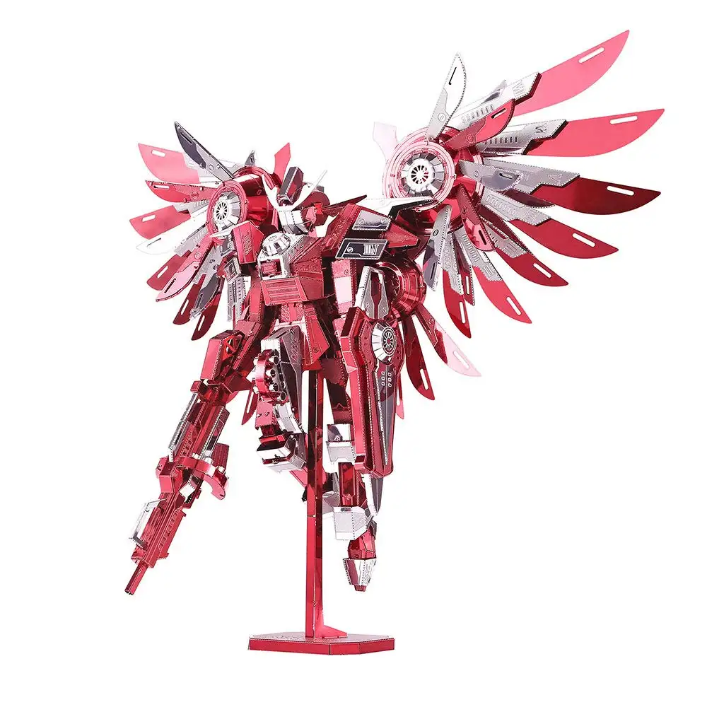 Piececool Model Kit Mecha Puzzle Logam 3D Hadiah DIY Fleksibel Rakitan Kreatif Merah Item Baru untuk Remaja