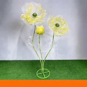 2024 New Arrival Wholesale Large Artificial Romantic Giant Silk Flowers Stand Set Standing Giant Flower For Wedding Decorations