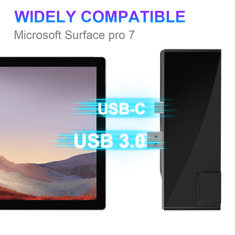 Surface D'accueil Hub USB 3.1 Type C 7 in1 USB-C Moyeu avec 4k HDMI multifonction Carte lecteur Adaptateur Pour Surface pro7
