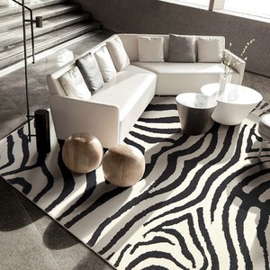 Tappeti Nordici Soffici in Peluche per Soggiorno, Lussuoso Motivo <span class=keywords><strong>Zebrato</strong></span>, <span class=keywords><strong>Tappeto</strong></span> Decorativo per Camera da Letto, Grande <span class=keywords><strong>Tappeto</strong></span> Antiscivolo per Salotto - Product Image 1