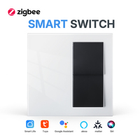 Interrupteur intelligent Merten Zigbee/Wi-Fi, blanc, panneau en verre trempé effet peau, 3 gangs, fil neutre, IP20, 16A, pour maison intelligente