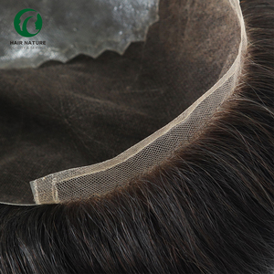 Q6-invisibile attaccatura dei capelli in pizzo e PU uomo Toupee indiano unità di capelli umani sistema di sostituzione dei capelli traspirante naturale per uomo - Product Image 2