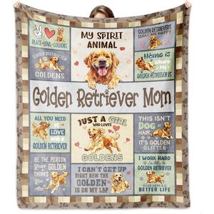 Beige Quilted Golden Retriever Mom Flannel <b>Blanket</b> Throw <b>Blanket</b> Nap <b>Blanket</b> Reversible Cozy <b>Warm</b> for Home Office Nap Wholesale - Product Image 1