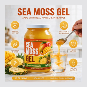 <span class=keywords><strong>Gel</strong></span> di Muschio Marino Senza Zucchero OEM con Etichetta Privata, Gusto Mango e Ananas, Pasta Naturale di Muschio Marino alla Frutta 16oz, Integratore Alimentare - Product Image 1