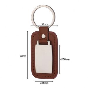 Professional Factory Custom Engravable <b>Keychain</b> Laser or Engraving Square Metal Blank Metal <b>Leather</b> <b>Keychain</b> - Product Image 3