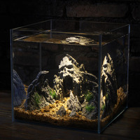 Décoration de petit aquarium en résine, paysage rocheux avec crâne de luxe, ornements, grotte cachée pour poissons, vue sur la montagne sous-marine créative