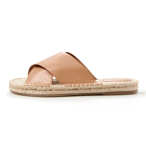 Sandalias planas de lujo para mujer, alpargatas con tiras cruzadas de <span class=keywords><strong>cuero</strong></span>, diseño superior, sin cordones, Punta abierta, logotipo personalizado - Product Image 1