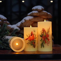 Set Lilin LED Tanpa Api 3 Buah dengan Remote Control, Nyala 3D, Baterai, Lilin Parafin