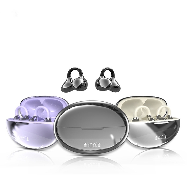 YYK-Q108 Ear Clip Earphones Digital Display Noise Reduction Open Ear Buds  OWS Earbuds Sports with Digital Display