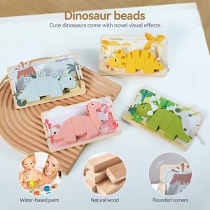 Dinosaure <span class=keywords><strong>en</strong></span> <span class=keywords><strong>bois</strong></span> pour bébé Jouets empilables Jeux de puzzle <span class=keywords><strong>en</strong></span> <span class=keywords><strong>bois</strong></span> pour bébé Animal Stringing Threading <span class=keywords><strong>Perles</strong></span> Jouets Cadeau - Product Image 3