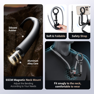 Accessoire de caméra POV à fixation magnétique pour le cou JJC MNM-MS1 avec trois bras flexibles pour plusieurs angles, compatible avec les téléphones et les caméras d'action - Product Image 3