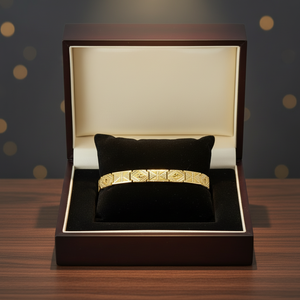 Bracelet en or élégant 22 carats traditionnel avec un design géométrique pour hommes et femmes, accessoires de mode - Product Image 4