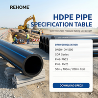 Tuyau d'alimentation en eau HDPE résistant aux hautes pressions PE100 SDR11 PN16 DN25 DN32 DN250 DN315 pour réseau d'eau potable municipal