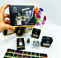 Boîte d'emballage en papier personnalisée pour flacons avec autocollants holographiques, boîte en carton avec fenêtre pour 1 et 2 pièces, logo personnalisé OEM