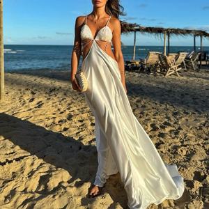 Robe longue de plage OEM style Pure Desire à fines bretelles, dos nu et découpes à la taille, idéale pour les vacances - Product Image 1