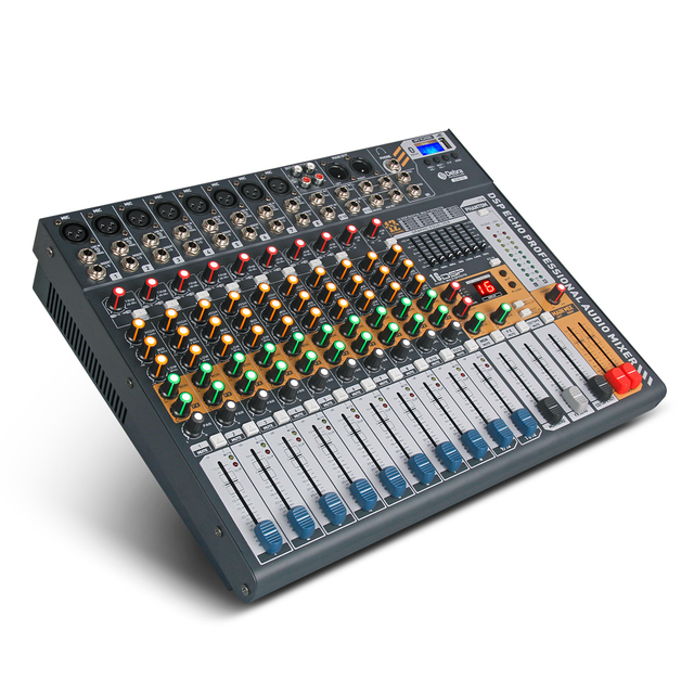 Debra Audio EVA12 Mini Digital DJ Audio Mixer 12-Channel Fader 16DSP Reverb Effects 48V PC Recording Band Mixing Mini Amplifier