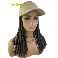 Perruque tressée synthétique de 18 pouces pour femme, style dreadlocks, couleur kaki, avec chapeau réglable pour usage quotidien en extérieur