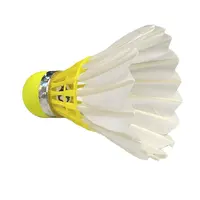 Pluma de ganso avanzada con corcho amarillo fluorescente, paquete de 4 unidades, lata de lata para bádminton, duradero, bajo precio