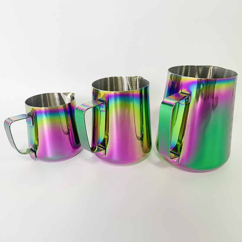 Coffee Making Tool Gold Colorful Stainless Steel Latte Coffee Milk Frothing Garland Cup WIth Scale