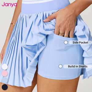 简雅女式网球服拼色2件套网球裙带侧口袋高腰透气瑜伽套装网球套装 - Product Image 5