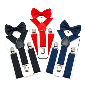 Enfants Brace Bretelles Bowtie Set Garçons Solide Couleur 3-clip Y Strap Jarretelles Cravate 2.5cm Enfants <span class=keywords><strong>Porte</strong></span>-jarretelles + Noeud Papillon Clip Set - Product Image 1