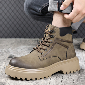 Botas de PU Impermeáveis Antiderrapantes com Sola Grossa e Design de Aumento de Altura, com Cadarço, para Homens, Uso Casual Outono/Inverno - Lançamento Quente - Product Image 4