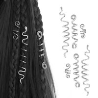 Lot de 6 perles et clips ajustables en argent vintage or rose pour tresses, dreadlocks, barbes et accessoires capillaires
